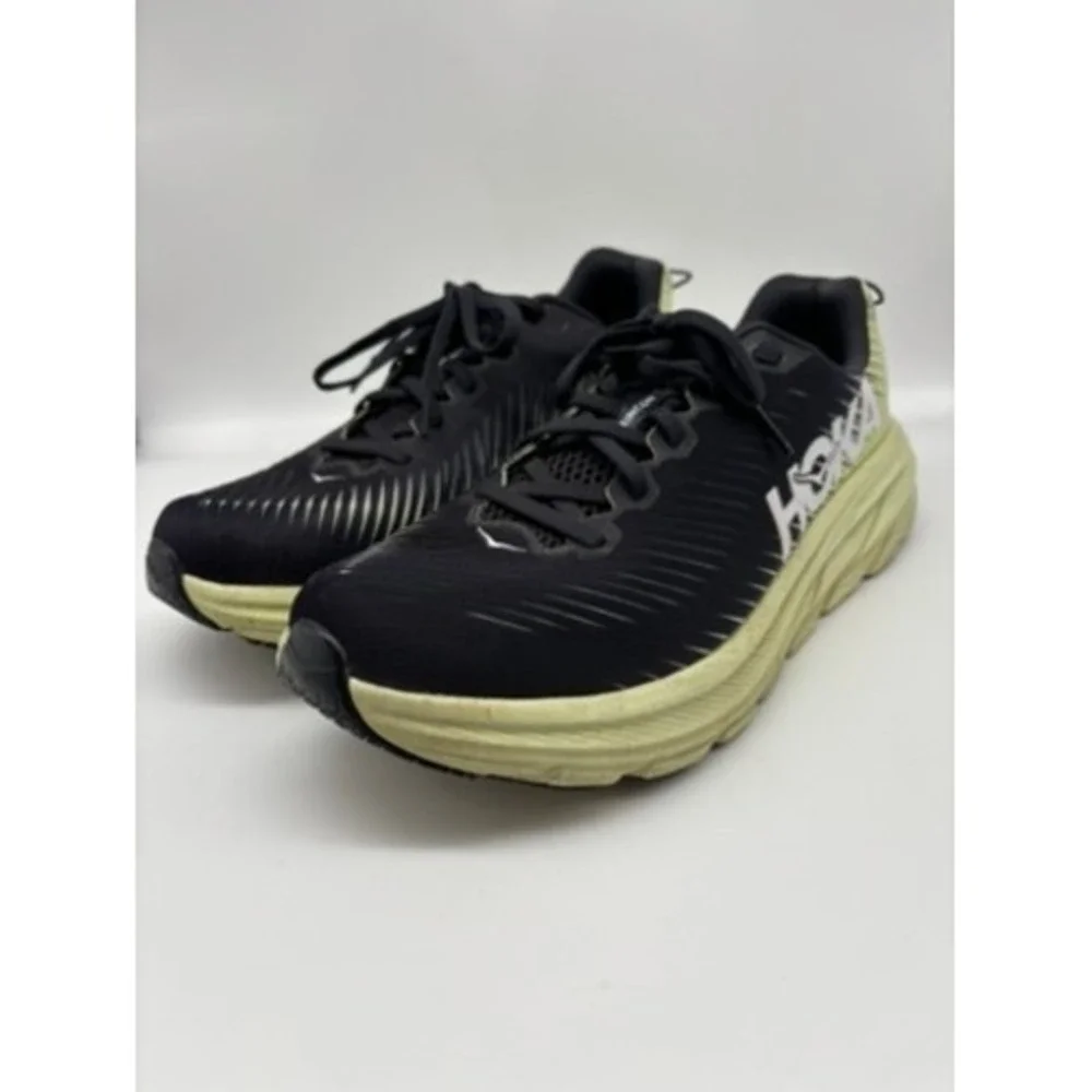 Hoka Rincon 3 Mens 9.5D Black Green Glow Lightweight Running Shoes 1119395 BGBT